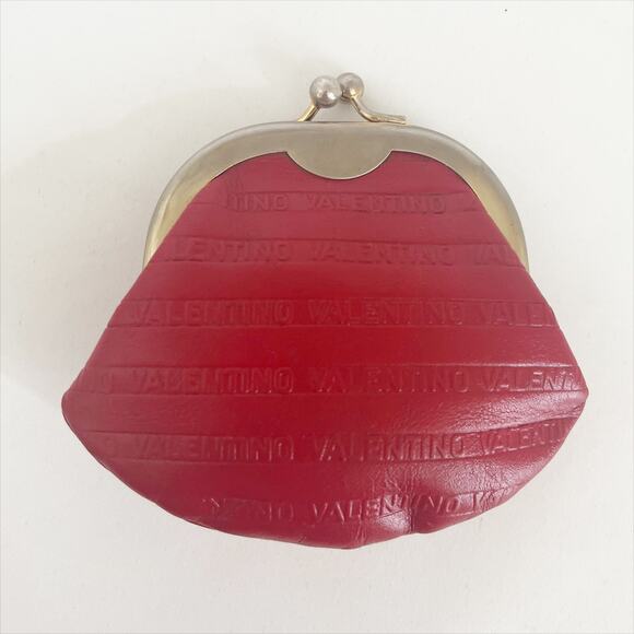 FERRAGAMO Red Leather Bag Charm & VALENTINO Vintage Coin Kiss Lock Pouch - Picture 9 of 11